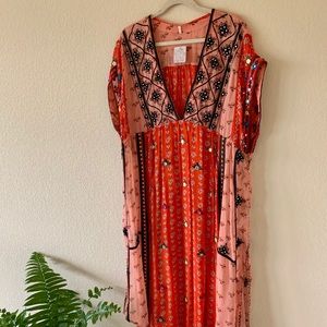 Free People Smiling Sun Embroidered Maxi Top